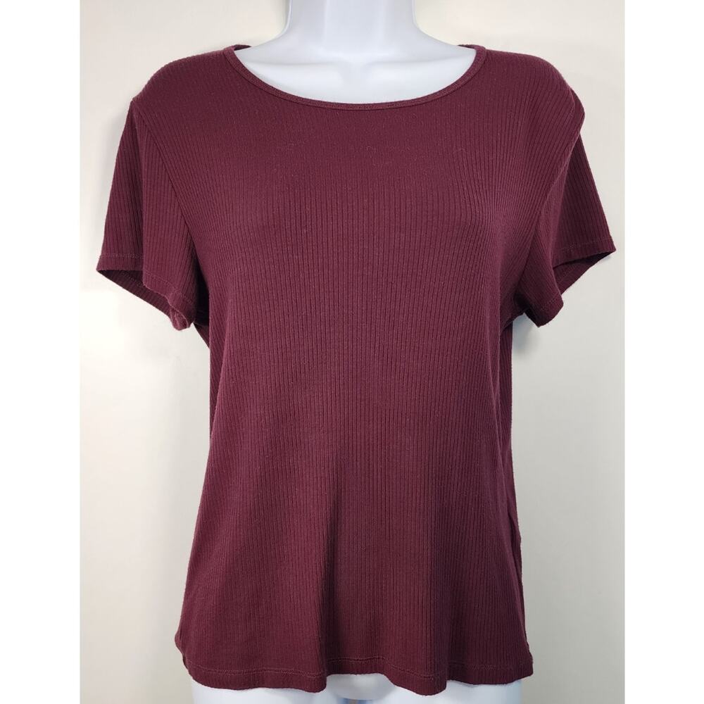 Abercrombie &‎ Fitch Ribbed Tee Women’s L Burgundy Short Sleeve Top